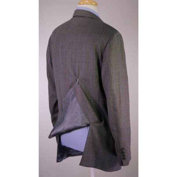 Hugo Boss James Current Gray w/ Sky Blue Windowpane Wool Sportcoat Blazer 44R - Picture 7 of 10